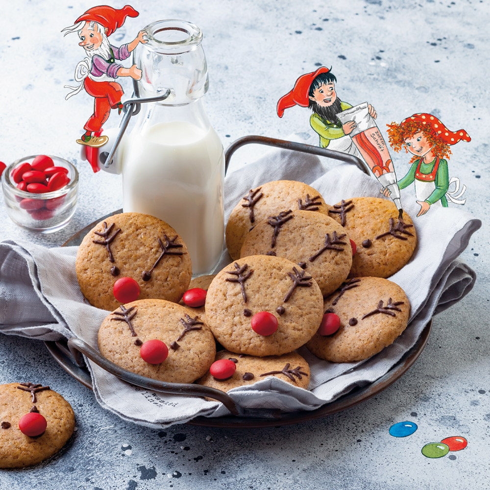 Rentier-Plätzchen in einer Schale