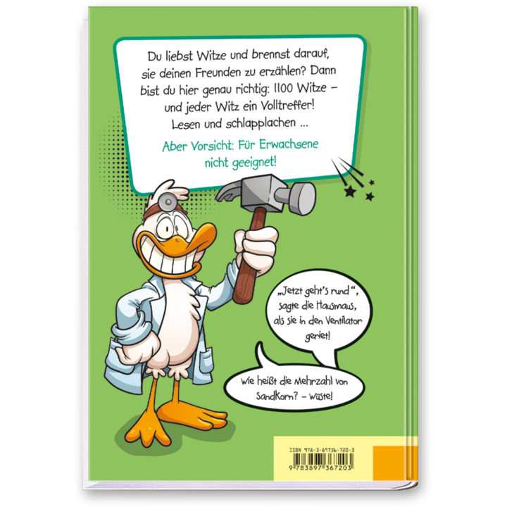 1100 Mega-Witze Kinderbuch Lustige Kinderwitze Cover Buch Rückseite EDITION XXL Onlineshop