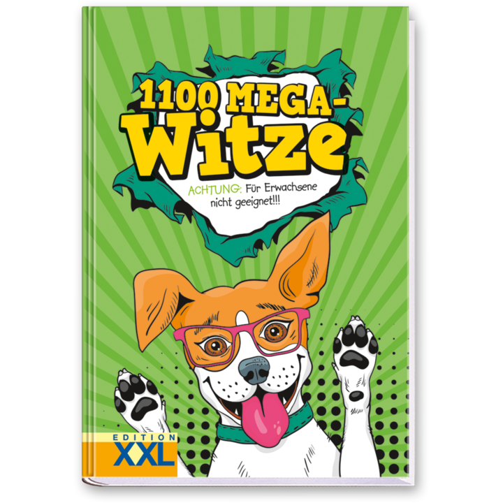 1100 Mega-Witze Kinderbuch Lustige Kinderwitze Cover Buch Vorderseite EDITION XXL Onlineshop
