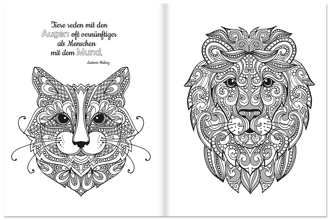 Tiefgründige Katzen – Malbuch & Zitate