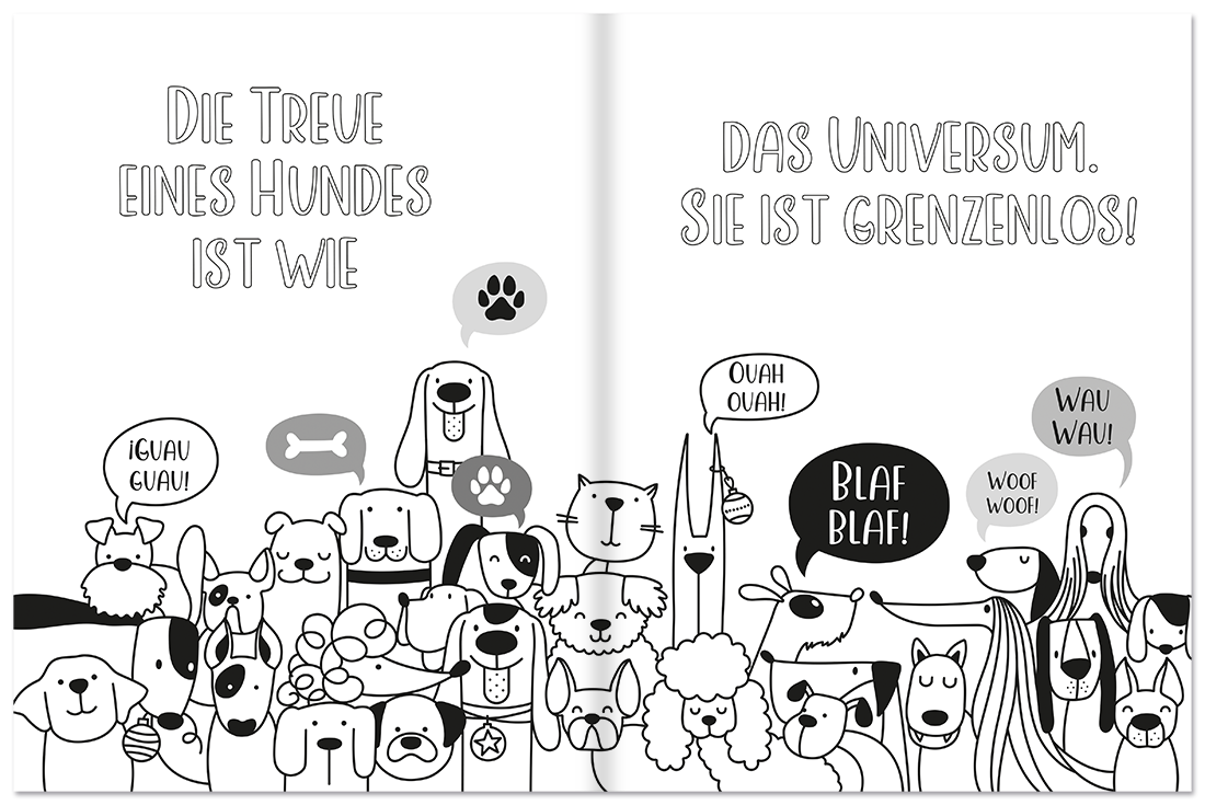 Hunde – Wimmel-Malbuch