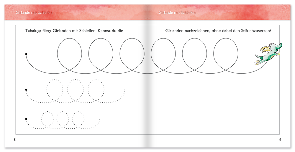 Schwung- und Schreibübungen mit Tabaluga