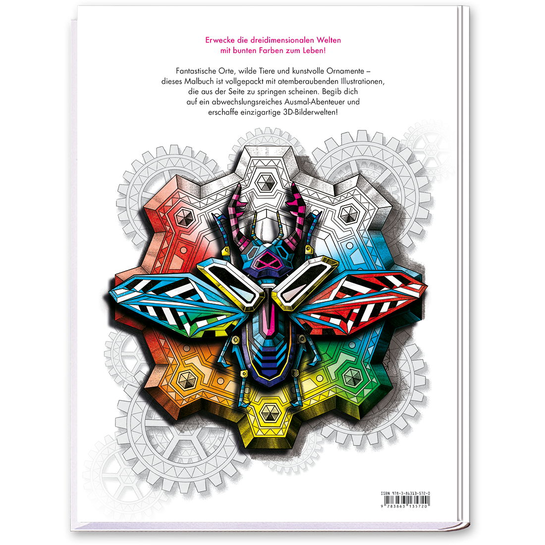 3D-Malbuch Malbuch Schöne Malvorlagen Cover Buch Rückseite tosa Onlineshop