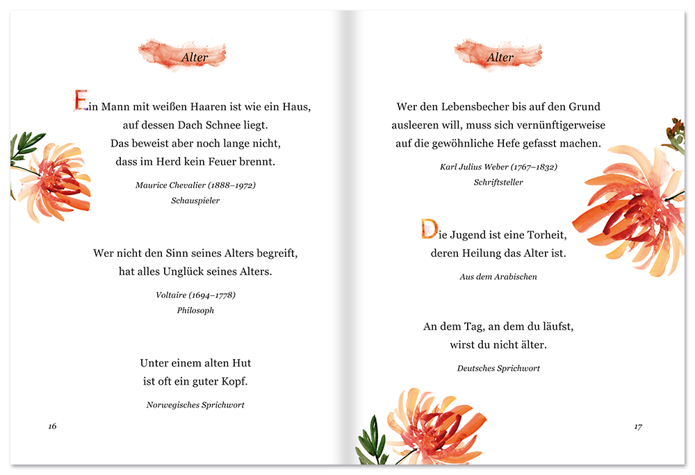 Zitate und Sprichwörter in Großschrift