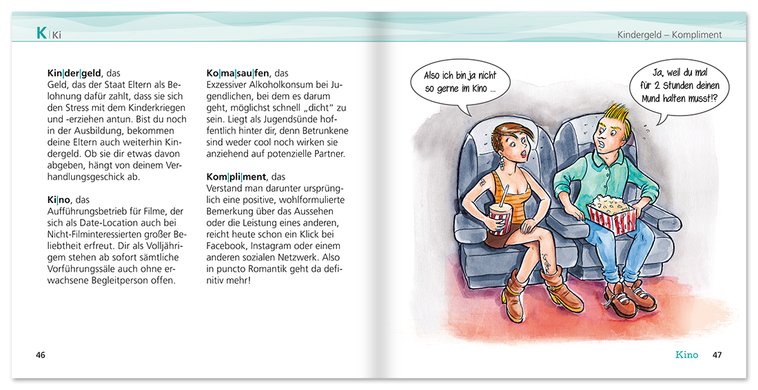 ABC der Volljährigkeit Geschenkbuch Lustiges Geschenkbuch Leseprobe S46-47 TOMUS Verlag Onlineshop