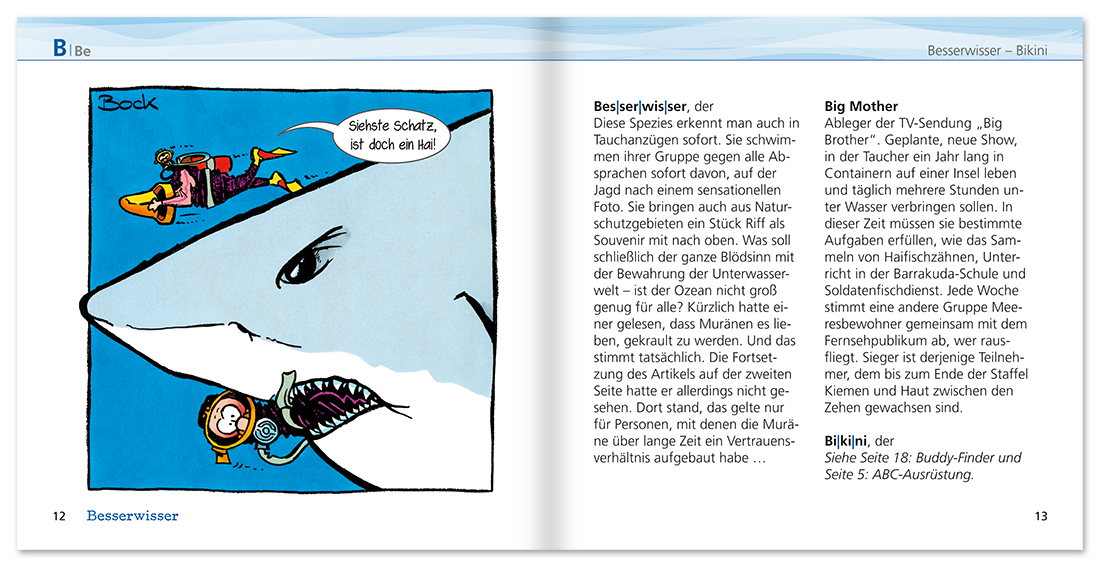 ABC des Tauchens Geschenkbuch Lustiges Geschenkbuch Leseprobe S12-13 TOMUS Verlag Onlineshop