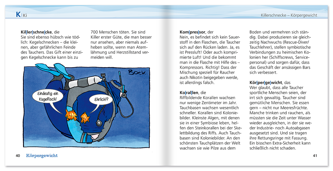 ABC des Tauchens Geschenkbuch Lustiges Geschenkbuch Leseprobe S40-41 TOMUS Verlag Onlineshop