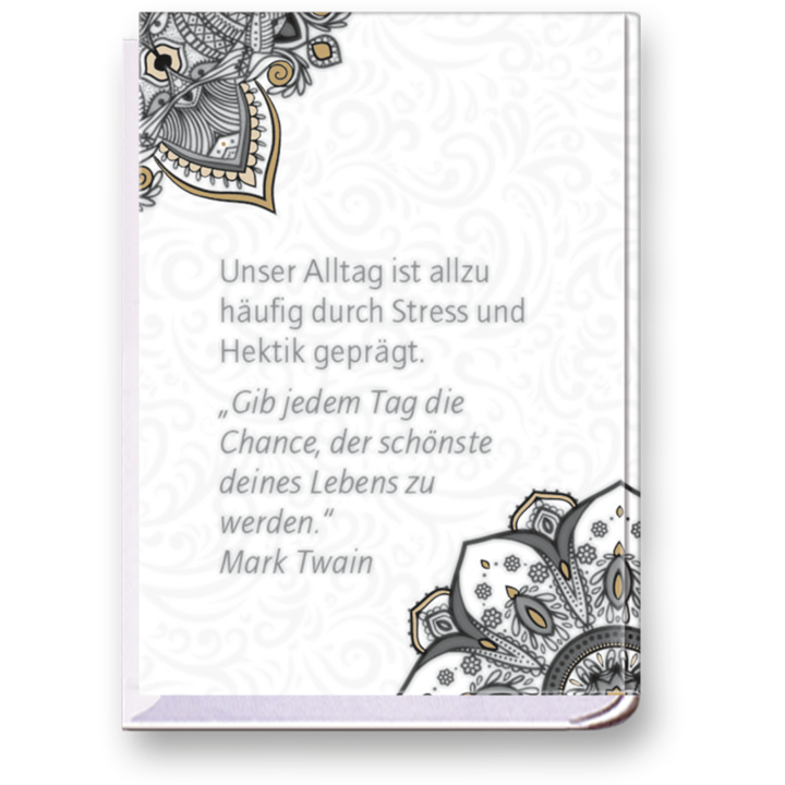 Achtsamkeit Geschenkbuch Handgefertigtes Miniaturbuch Cover Buch Rückseite EDITION XXS Onlineshop