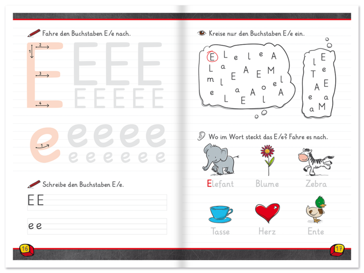 Alphabet und erste Worte Kinderbuch Lernhilfe Buchstaben Leseprobe S16–17 Neuer Favorit Verlag Onlineshop 