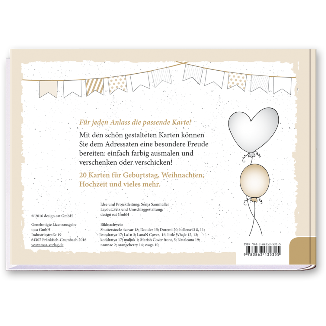 Anlässe Geschenkbuch Geschenkkarten zum Ausmalen Cover Buch Rückseite Tosa Onlineshop