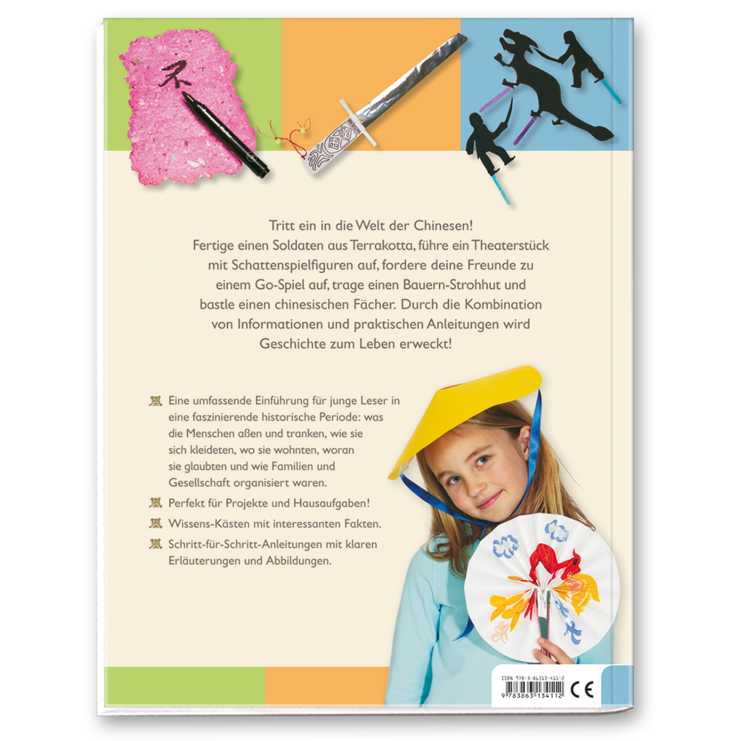Antikes China – Das Mitmachen-Buch Kinderbuch Geschichte und Kultur erleben Cover Buch Rückseite Tosa Onlineshop