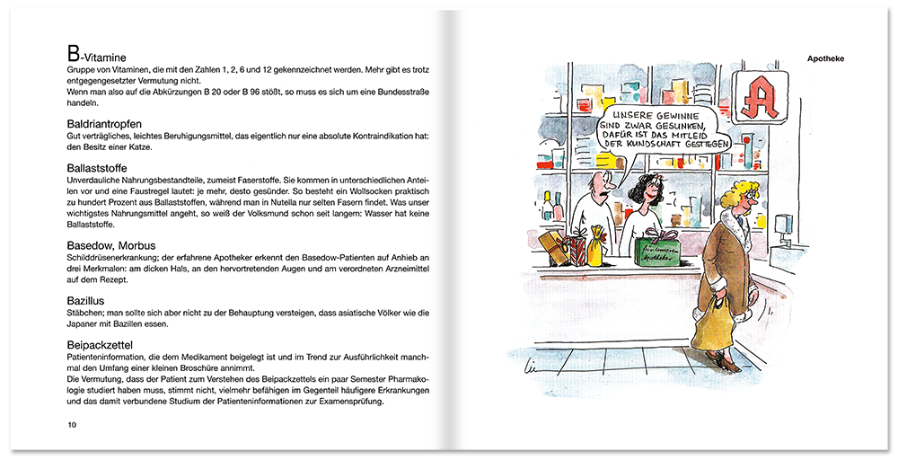 Apotheke Geschenkbuch Humor Wörterbuch Leseprobe S10–11 TOMUS Verlag Onlineshop