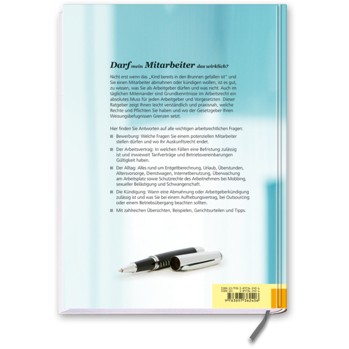 Arbeitsrecht für Arbeitgeber Ratgeber Rechte und Pflichten Arbeitgeber Cover Buch Rückseite EDITION XXL Onlineshop