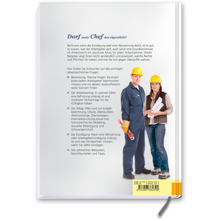 Arbeitsrecht für Arbeitgeber Ratgeber Rechte und Pflichten Arbeitnehmer Cover Buch Rückseite EDITION XXL Onlineshop