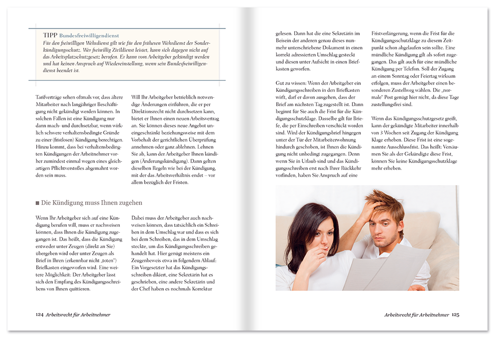Arbeitsrecht für Arbeitgeber Ratgeber Rechte und Pflichten Arbeitnehmer Leseprobe S124-125 EDITION XXL Onlineshop
