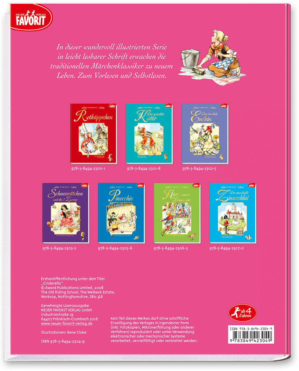 Aschenputtel Kinderbuch Märchen Fantasie Cover Buch Rückseite Neuer Favorit Verlag Onlineshop