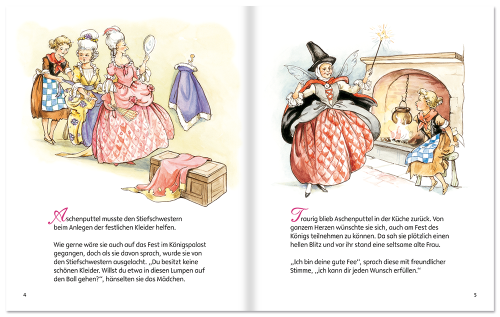 Aschenputtel Kinderbuch Märchen Fantasie Leseprobe S4–5 Neuer Favorit Verlag Onlineshop