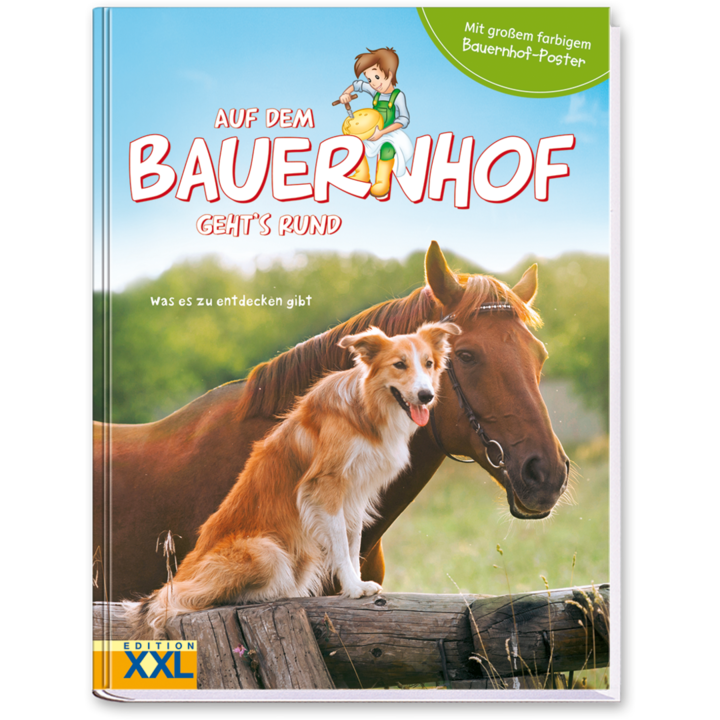 Auf dem Bauernhof gehts rund Kinderbuch Cover Buch Vorderseite EDITION XXL Onlineshop