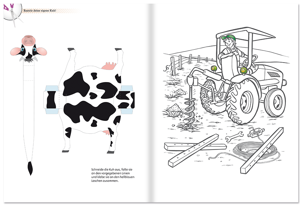 Auf dem Bauernhof Kinderbuch Traktoren Sticker Leseprobe S18–19 Neuer Favorit Verlag Onlineshop