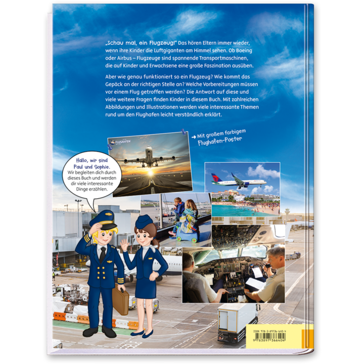 Auf dem Flughafen gehts rund Kinderbuch Cover Buch Rückseite EDITION XXL Onlineshop
