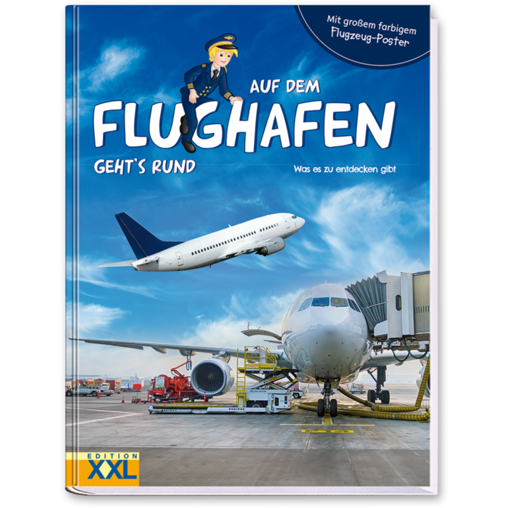 Auf dem Flughafen gehts rund Kinderbuch Cover Buch Vorderseite EDITION XXL Onlineshop