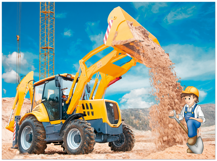 Auf der Baustelle gehts rund Kinderbuch Baustelle Poster EDITION XXL Onlineshop