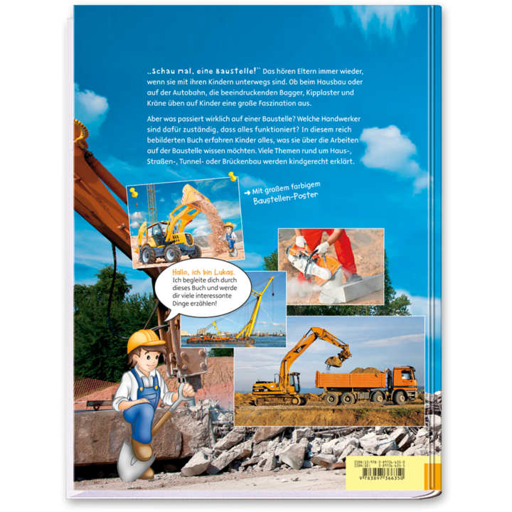 Auf der Baustelle gehts rund Kinderbuch Cover Buch Rückseite EDITION XXL Onlineshop