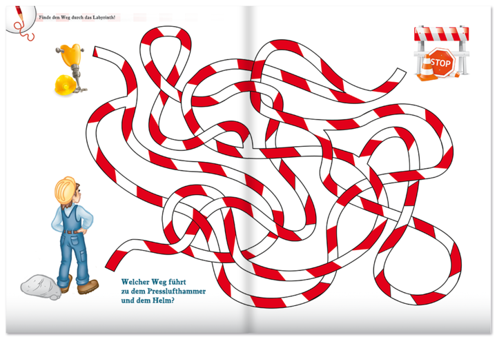 Auf der Baustelle Kinderbuch Bagger Sticker Leseprobe S12-13 Neuer Favorit Verlag Onlineshop