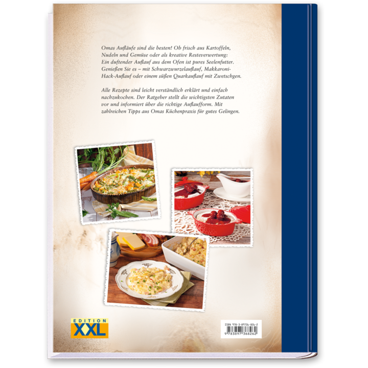 Aufläufe ohne Schnickschnack Kochbuch Auflauf Rezepte Cover Buch Rückseite EDITION XXL Onlineshop