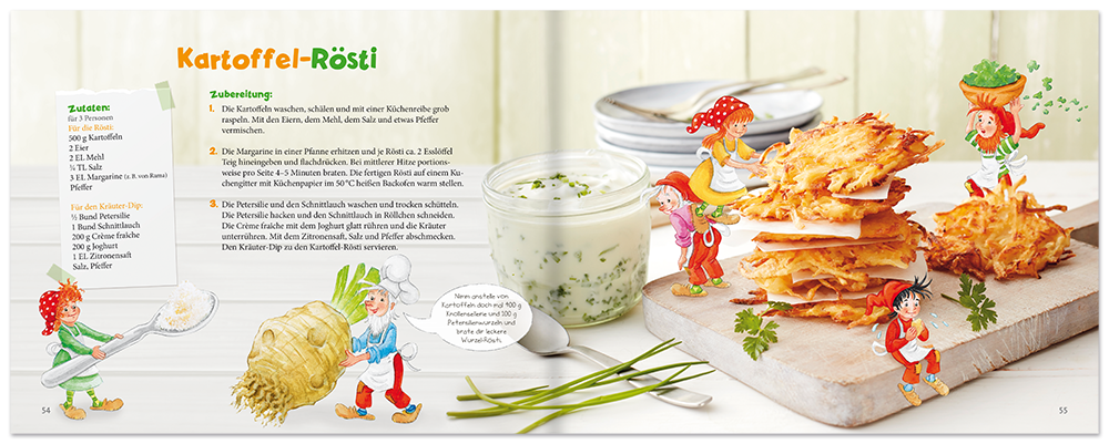 Aus dem Land der Wichtel – Kochbuch Rezepte Kinder Leseprobe S54–55 Titania Verlag Onlineshop