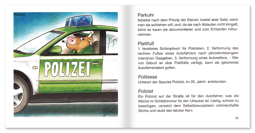 Auto fahren Geschenkbuch Humor Mini Wörterbuch Leseprobe S34–35 TOMUS Verlag Onlineshop