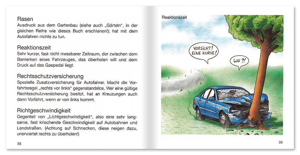 Auto fahren Geschenkbuch Humor Mini Wörterbuch Leseprobe S38-39 TOMUS Verlag Onlineshop