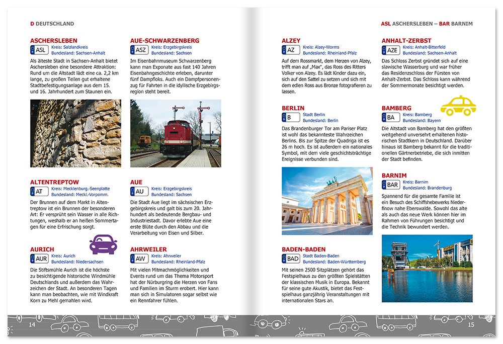 Autokennzeichen Kinderbuch Lexikon für Kinder Leseprobe S14-15 EDITION XXL Onlineshop