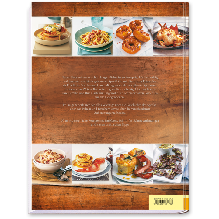 Bacon Kochbuch 50 köstliche Rezepte mit Speck Cover Buch Rückseite EDITION XXL Onlineshop