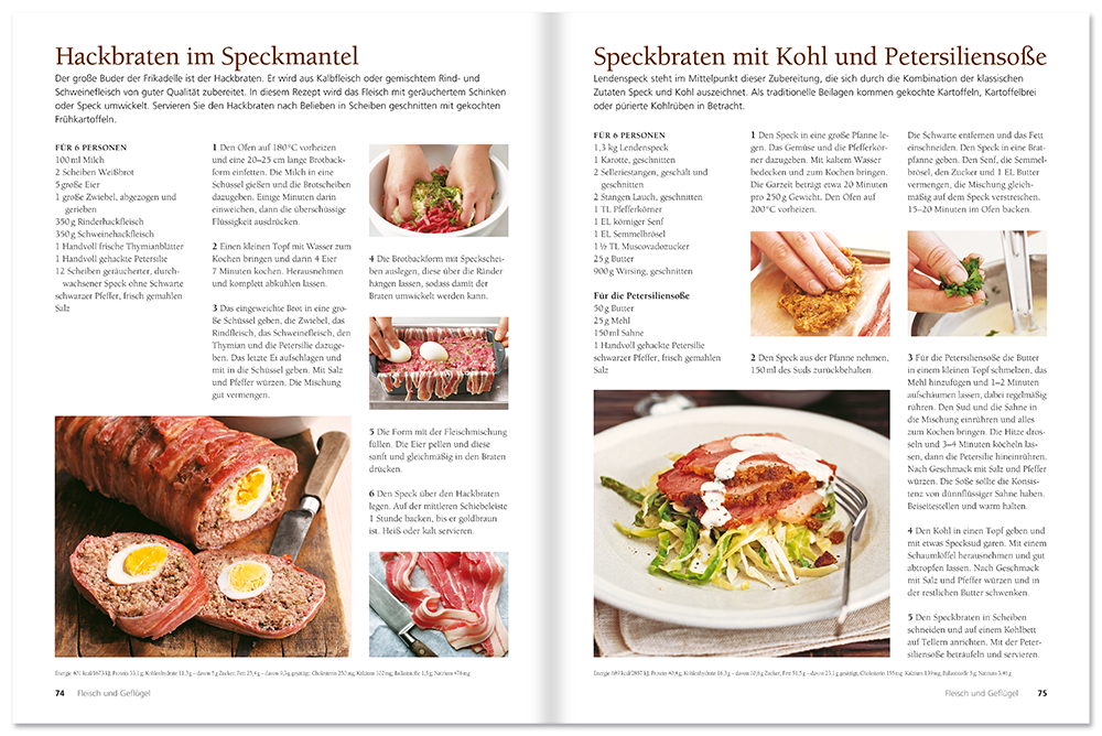 Bacon Kochbuch 50 köstliche Rezepte mit Speck Leseprobe S74-75 EDITION XXL Onlineshop