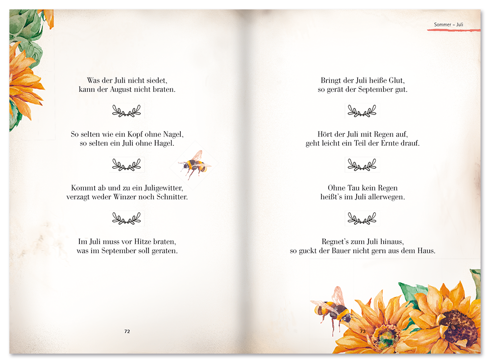 Bauernweisheiten Sachbuch alte Bauernregeln für Wetter & Monate Leseprobe S72-73 EDITION XXL Onlineshop