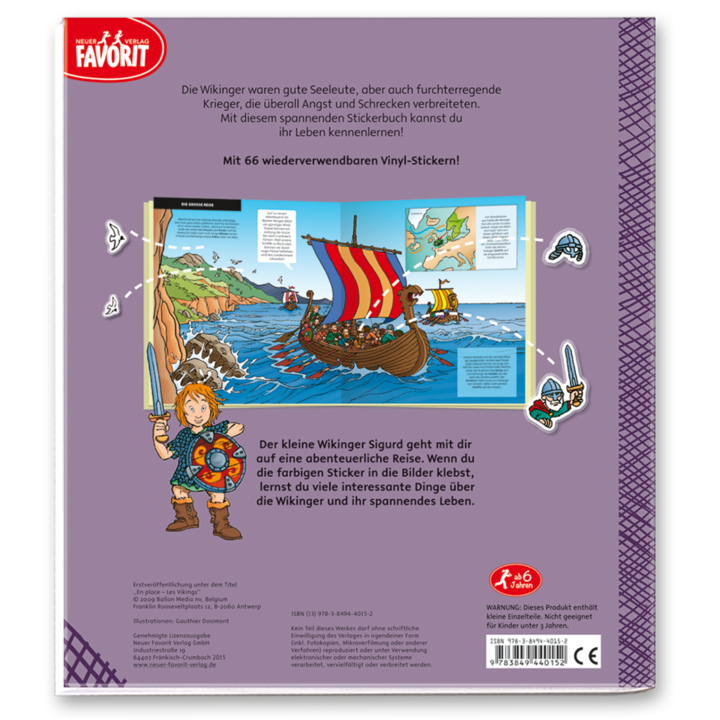 Bei den Wikingern Kinderbuch Kinder Geschichte Sticker Cover Buch Rückseite Neuer Favorit Verlag Onlineshop