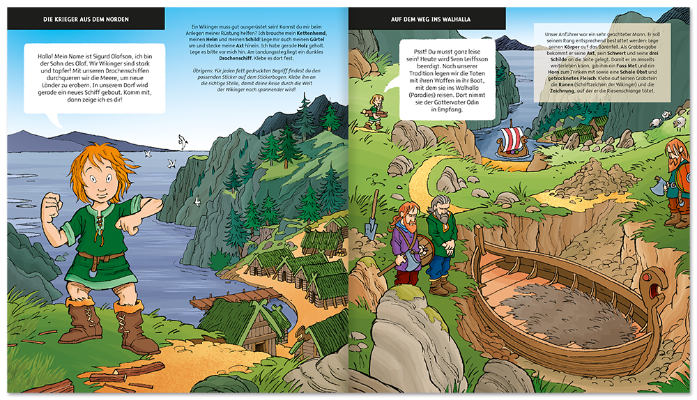 Bei den Wikingern Kinderbuch Kinder Geschichte Sticker Leseprobe S1–2 Neuer Favorit Verlag Onlineshop