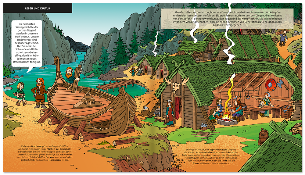 Bei den Wikingern Kinderbuch Kinder Geschichte Sticker Leseprobe S3–4 Neuer Favorit Verlag Onlineshop