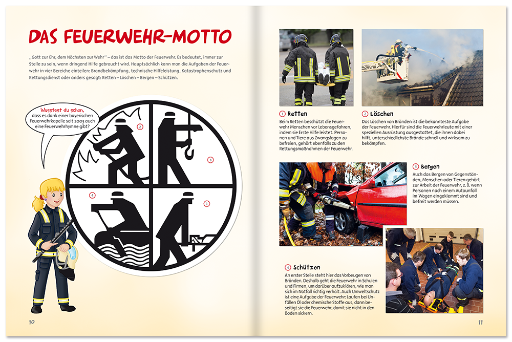 Bei der Feuerwehr geht's rund Kinderbuch Leseprobe S10-11 EDITION XXL Onlineshop
