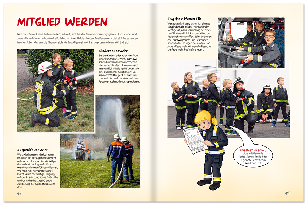 Bei der Feuerwehr geht's rund Kinderbuch Leseprobe S44-45 EDITION XXL Onlineshop
