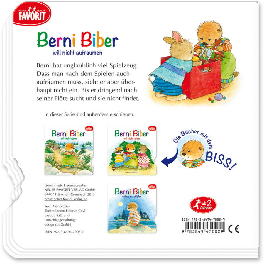 Berni Biber will nicht aufräumen Kinderbuch Pappebuch Cover Buch Rückseite Neuer Favorit Verlag Onlineshop