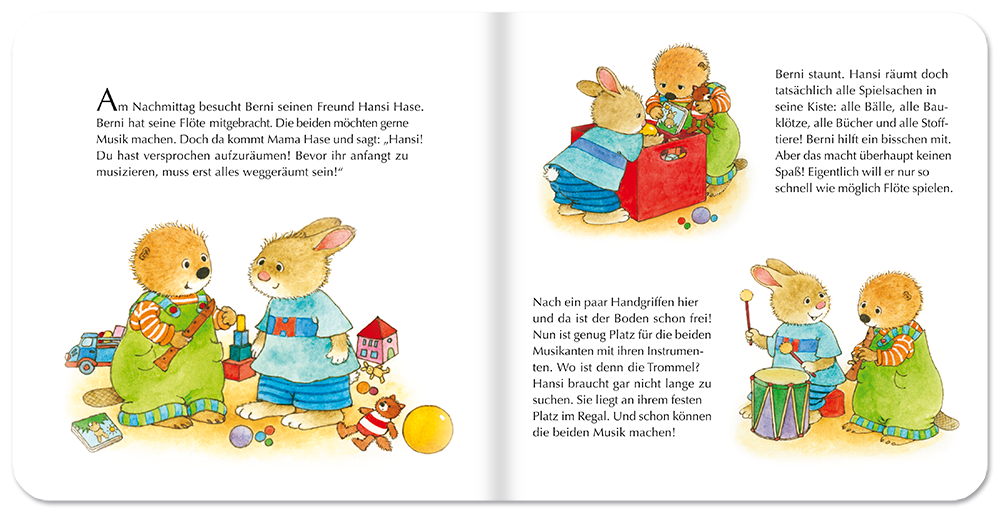 Berni Biber will nicht aufräumen Kinderbuch Pappebuch Leseprobe S10–11 Neuer Favorit Verlag Onlineshop