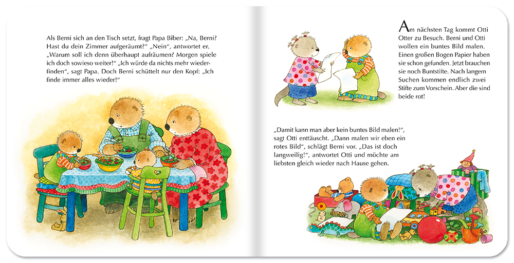 Berni Biber will nicht aufräumen Kinderbuch Pappebuch Leseprobe S3–4 Neuer Favorit Verlag Onlineshop