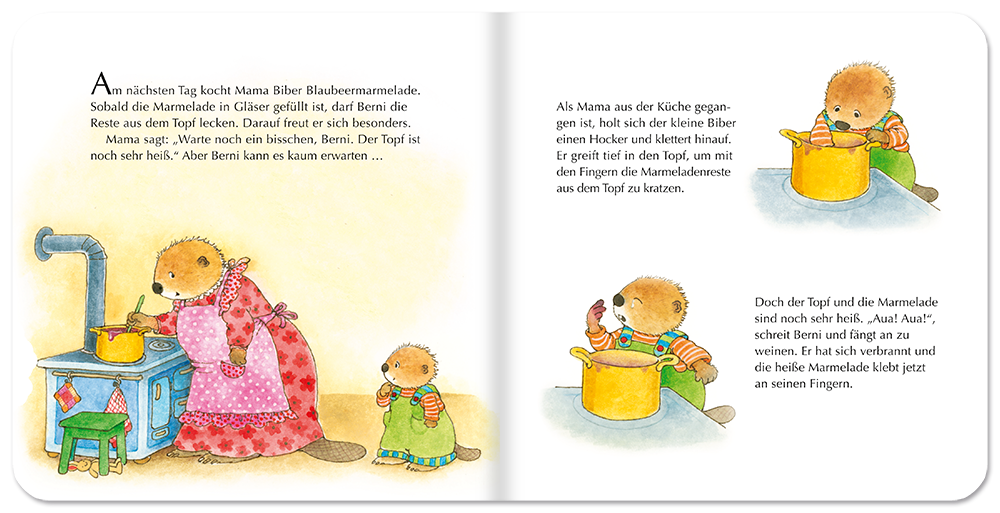 Berni Biber will nicht hören Kinderbuch Pappebuch Leseprobe S10–11 Neuer Favorit Verlag Onlineshop