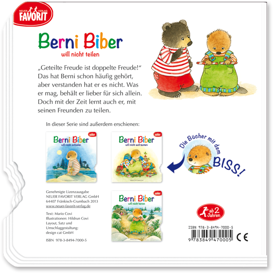 Berni Biber will nicht teilen Kinderbuch Pappebuch Cover Buch Rückseite Neuer Favorit Verlag Onlineshop
