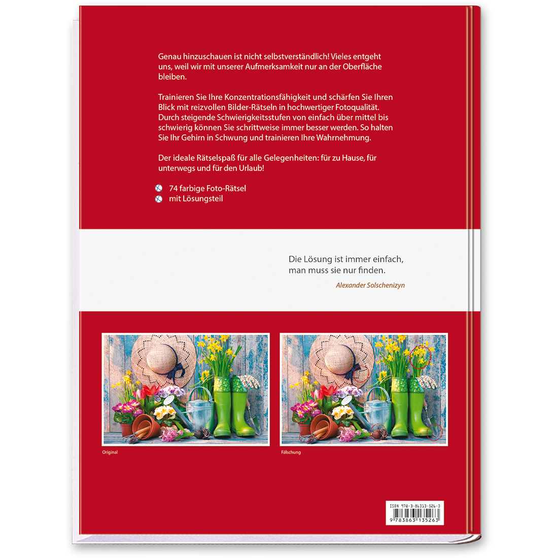 Bilder-Rätsel-Spaß Beschäftigungsbuch Graue Zellen trainieren Rätsel Cover Buch Rückseite Tosa Onlineshop