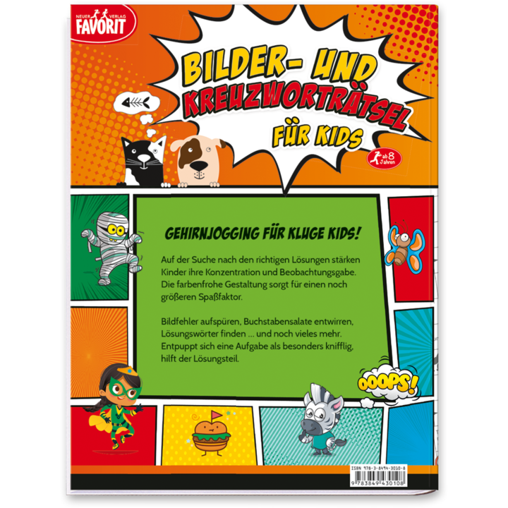 Bilder- und Kreuzworträtsel Kinderbuch Rätsel Cover Buch Rückseite Neuer Favorit Verlag Onlineshop