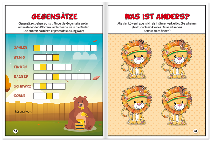 Bilder- und Kreuzworträtsel Kinderbuch Rätsel Leseprobe S30–31 Neuer Favorit Verlag Onlineshop