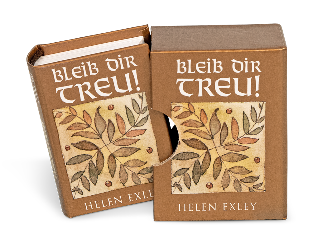 Bleibt dir treu Geschenkbuch Handgefertigtes Miniaturbuch Schuber Montage Vorderseite EDITION XXS Onlineshop